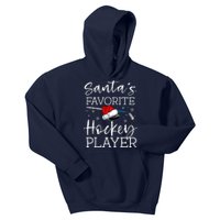 SantaS Favorite Hockey Player Funny Pajama Christmas Gift Kids Hoodie