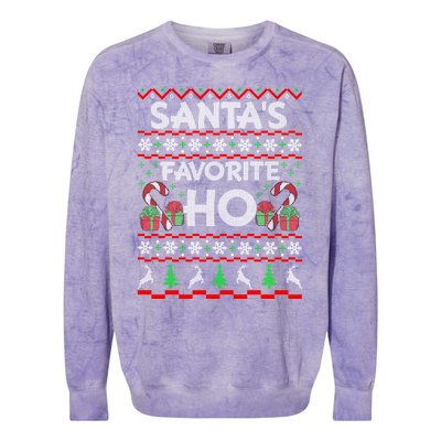 SantaS Favorite Ho Gift Xmas Ugly Christmas Sweater Cool Gift Colorblast Crewneck Sweatshirt