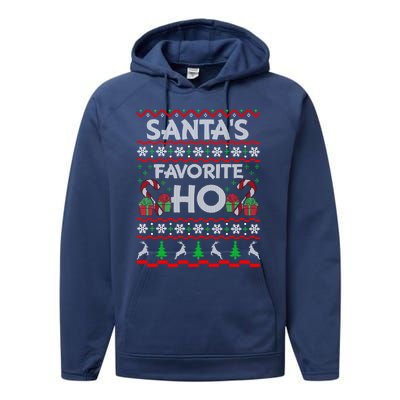 SantaS Favorite Ho Gift Xmas Ugly Christmas Sweater Cool Gift Performance Fleece Hoodie