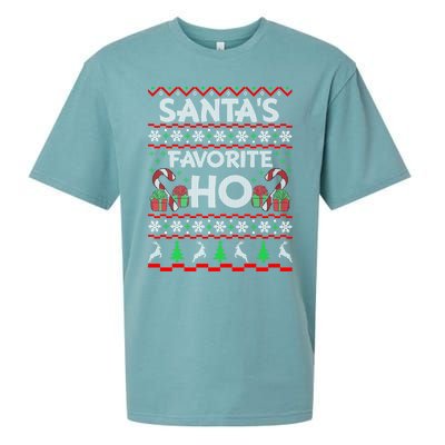 SantaS Favorite Ho Gift Xmas Ugly Christmas Sweater Cool Gift Sueded Cloud Jersey T-Shirt