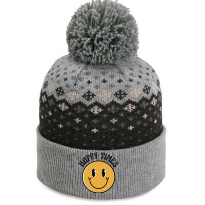 Smiley Face Happy Times The Baniff Cuffed Pom Beanie