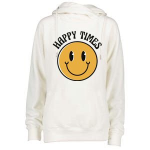 Smiley Face Happy Times Womens Funnel Neck Pullover Hood