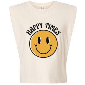 Smiley Face Happy Times Garment-Dyed Women's Muscle Tee