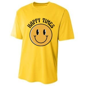 Smiley Face Happy Times Performance Sprint T-Shirt