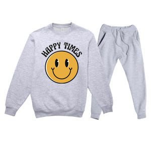 Smiley Face Happy Times Premium Crewneck Sweatsuit Set