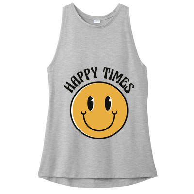 Smiley Face Happy Times Ladies PosiCharge Tri-Blend Wicking Tank