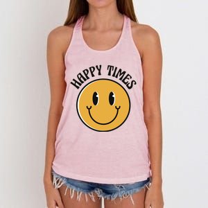 Smiley Face Happy Times Women's Knotted Racerback Tank