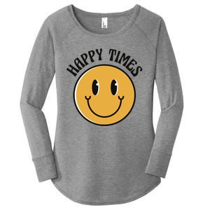 Smiley Face Happy Times Women's Perfect Tri Tunic Long Sleeve Shirt