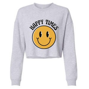 Smiley Face Happy Times Cropped Pullover Crew