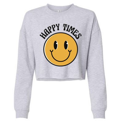 Smiley Face Happy Times Cropped Pullover Crew
