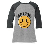 Smiley Face Happy Times Women's Tri-Blend 3/4-Sleeve Raglan Shirt