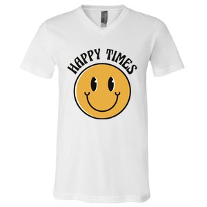 Smiley Face Happy Times V-Neck T-Shirt