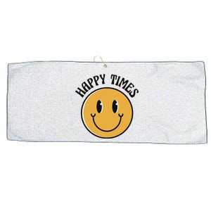 Smiley Face Happy Times Large Microfiber Waffle Golf Towel