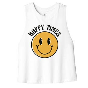 Smiley Face Happy Times Women's Racerback Cropped Tank