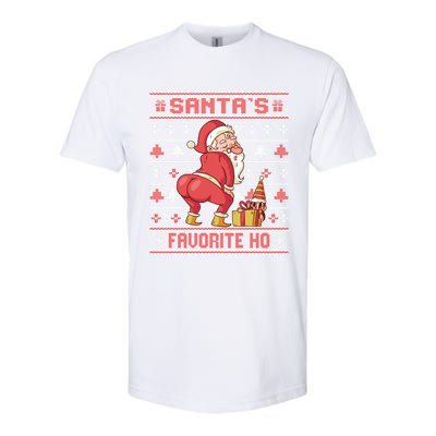 SantaS Favorite Ho Twerking Santa Offensive Ugly Sweater Gift Softstyle® CVC T-Shirt