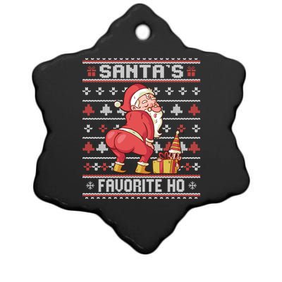 SantaS Favorite Ho Twerking Santa Offensive Ugly Sweater Cute Gift Ceramic Star Ornament