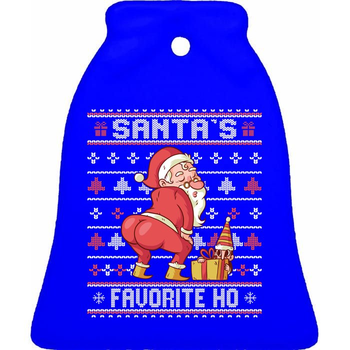 SantaS Favorite Ho Twerking Santa Offensive Ugly Sweater Cute Gift Ceramic Bell Ornament