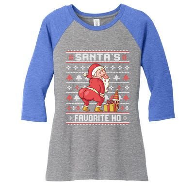 SantaS Favorite Ho Twerking Santa Offensive Ugly Sweater Cute Gift Women's Tri-Blend 3/4-Sleeve Raglan Shirt