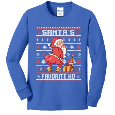 SantaS Favorite Ho Twerking Santa Offensive Ugly Sweater Cute Gift Kids Long Sleeve Shirt