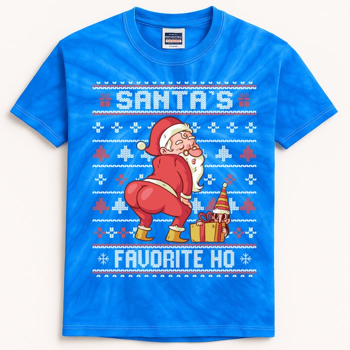 SantaS Favorite Ho Twerking Santa Offensive Ugly Sweater Cute Gift Kids Tie-Dye T-Shirt