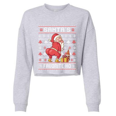 SantaS Favorite Ho Twerking Santa Offensive Ugly Sweater Cute Gift Cropped Pullover Crew