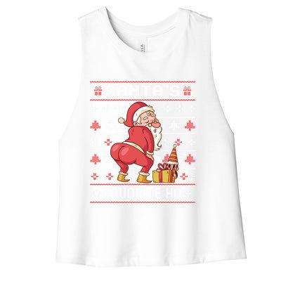 SantaS Favorite Ho Twerking Santa Offensive Ugly Sweater Cute Gift Women's Racerback Cropped Tank