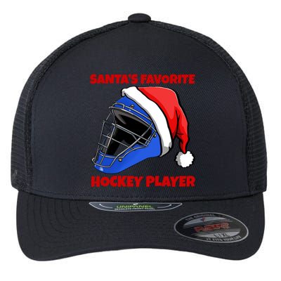 Santas Favorite Hockey Player Funny Hockey Game Gift Flexfit Unipanel Trucker Cap