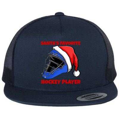 Santas Favorite Hockey Player Funny Hockey Game Gift Flat Bill Trucker Hat