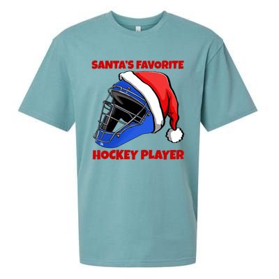 Santas Favorite Hockey Player Funny Hockey Game Gift Sueded Cloud Jersey T-Shirt