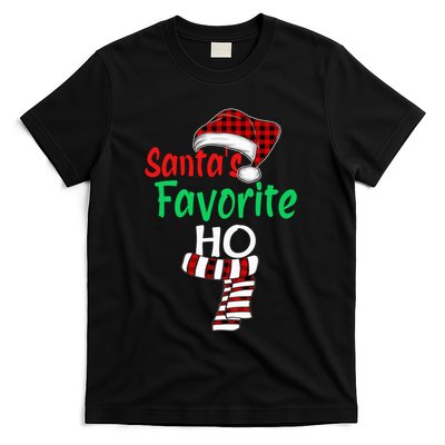 Santa's Favorite Ho Funny Christmas Santa Red Plaid Claus T-Shirt