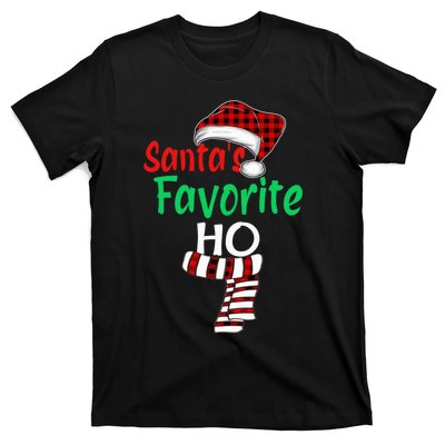 Santa's Favorite Ho Funny Christmas Santa Red Plaid Claus T-Shirt