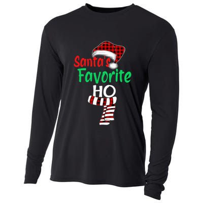 Santa's Favorite Ho Funny Christmas Santa Red Plaid Claus Cooling Performance Long Sleeve Crew