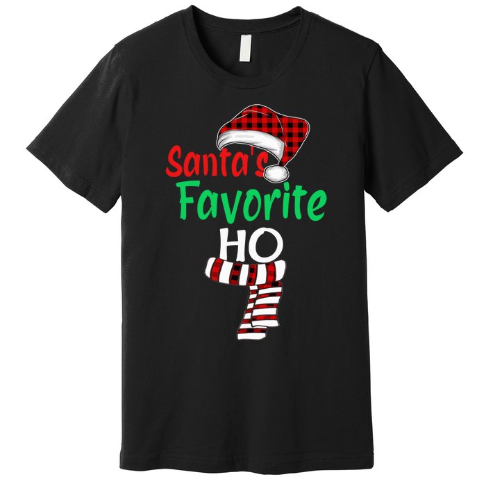 Santa's Favorite Ho Funny Christmas Santa Red Plaid Claus Premium T-Shirt