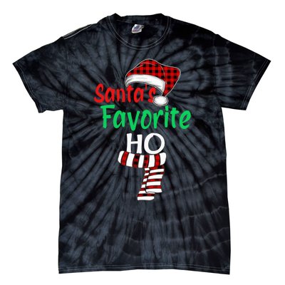 Santa's Favorite Ho Funny Christmas Santa Red Plaid Claus Tie-Dye T-Shirt