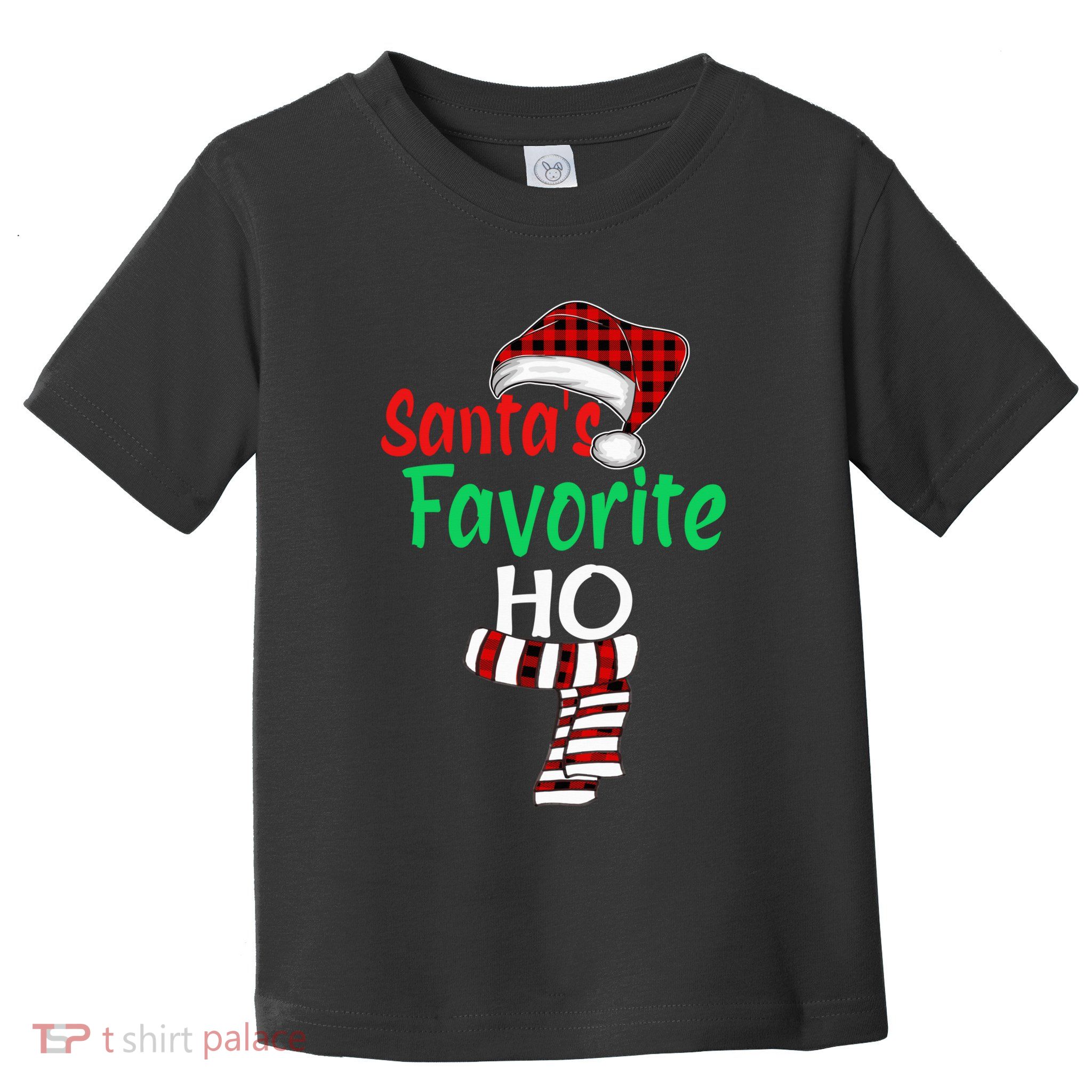 Santa's Favorite Ho Funny Christmas Santa Red Plaid Claus Toddler T-Shirt