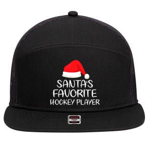 Santas Favorite Hockey Player Matching Family Xmas Cool Gift 7 Panel Mesh Trucker Snapback Hat