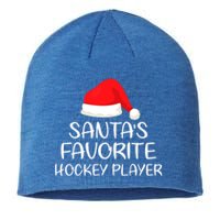 Santas Favorite Hockey Player Matching Family Xmas Cool Gift Sustainable Beanie