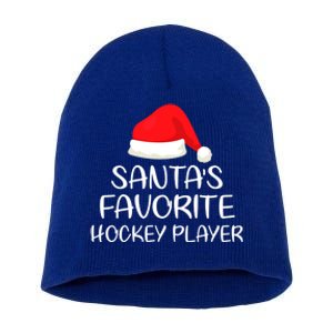 Santas Favorite Hockey Player Matching Family Xmas Cool Gift Short Acrylic Beanie