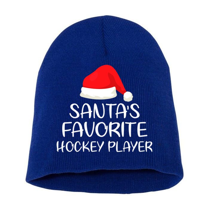 Santas Favorite Hockey Player Matching Family Xmas Cool Gift Short Acrylic Beanie