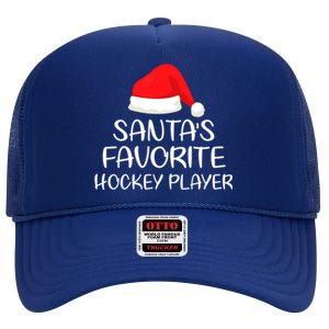 Santas Favorite Hockey Player Matching Family Xmas Cool Gift High Crown Mesh Back Trucker Hat