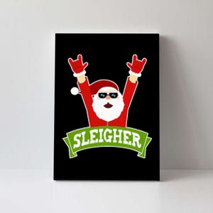 Sleigher Funny Heavy Metal Music Santa Christmas Canvas