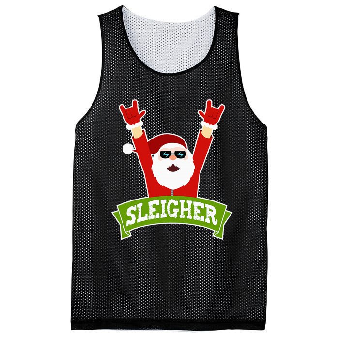 Sleigher Funny Heavy Metal Music Santa Christmas Mesh Reversible Basketball Jersey Tank