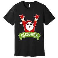 Sleigher Funny Heavy Metal Music Santa Christmas Premium T-Shirt