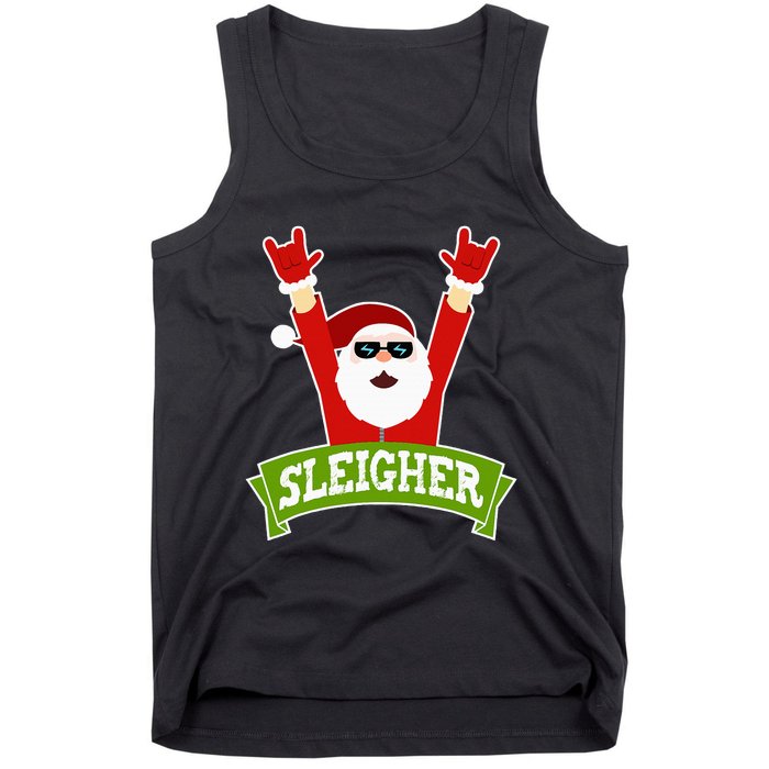 Sleigher Funny Heavy Metal Music Santa Christmas Tank Top