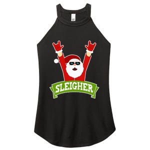 Sleigher Funny Heavy Metal Music Santa Christmas Women's Perfect Tri Rocker Tank