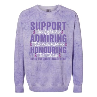 Support Fighters Honouring Taken Drug Overdose Awareness Colorblast Crewneck Sweatshirt