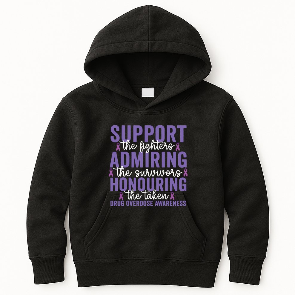 Support Fighters Honouring Taken Drug Overdose Awareness Kids Hoodie