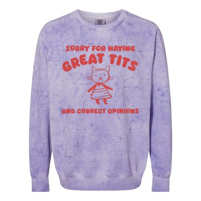 Sorry For Having Great Tits Colorblast Crewneck Sweatshirt