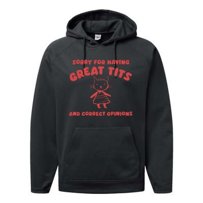 Sorry For Having Great Tits Performance Fleece Hoodie