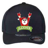 Sleigher Funny Heavy Metal Music Santa Christmas Flexfit Unipanel Trucker Cap